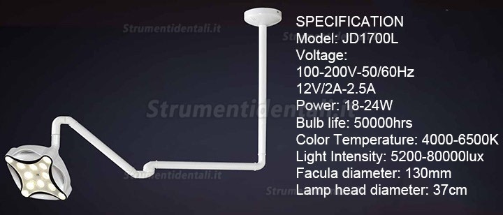 Micare JD1700L Lampada scialitica odontoiatrico lampada senza ombre montato a soffitto